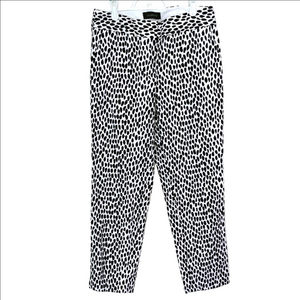 TALBOTS Slim Crop Pants Women's Size 2 Black & White Leopard Animal Print